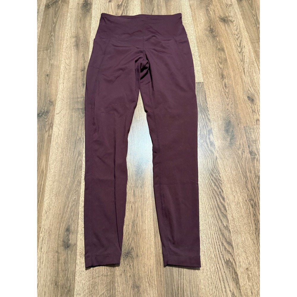 MPG Sport Leggings Women Size M Maroon Athletic Pants High Rise Pockets